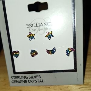 Brilliance Sterling Silver Multicolor Crystal Earrings
